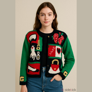 Vintage Christmas Sweater Eagle's Eye Christmas Cardigan teachercore